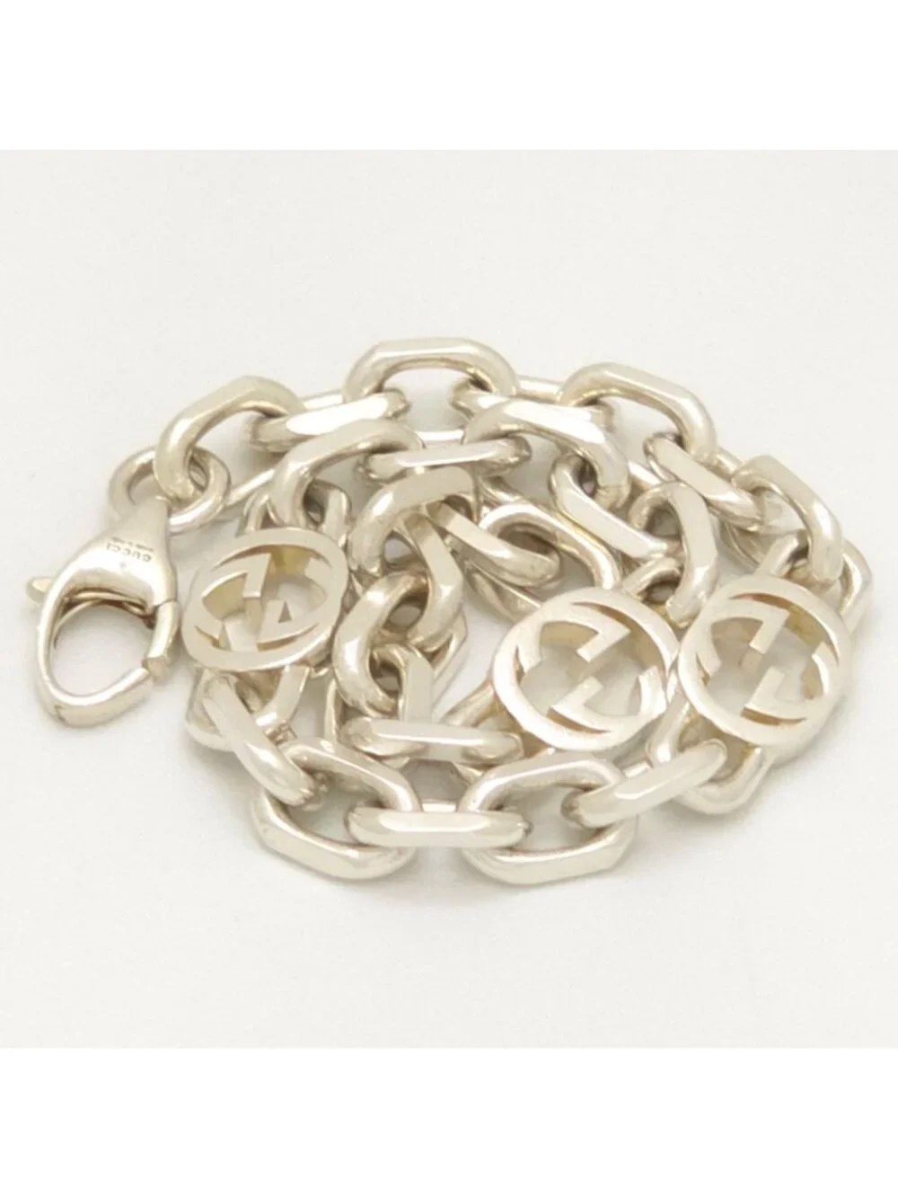 Gucci Interlocking Chain Bracelet 19.3 Shiny Finish Sterling Silver Box